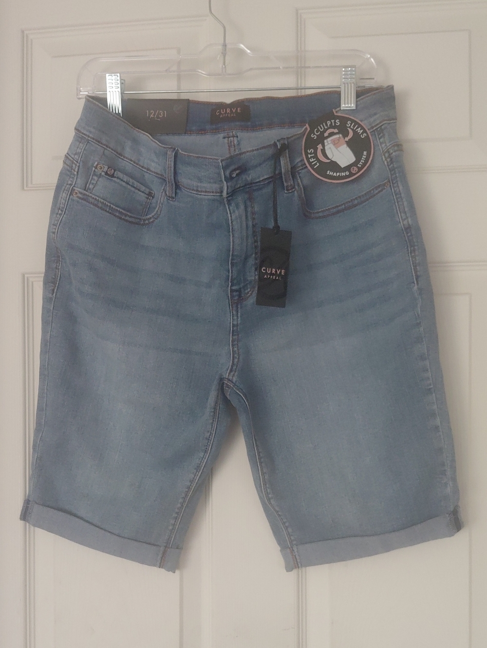 Curve Apparel Light Wash Denim Bermuda Shorts - Light Blue New SZ 12/32
